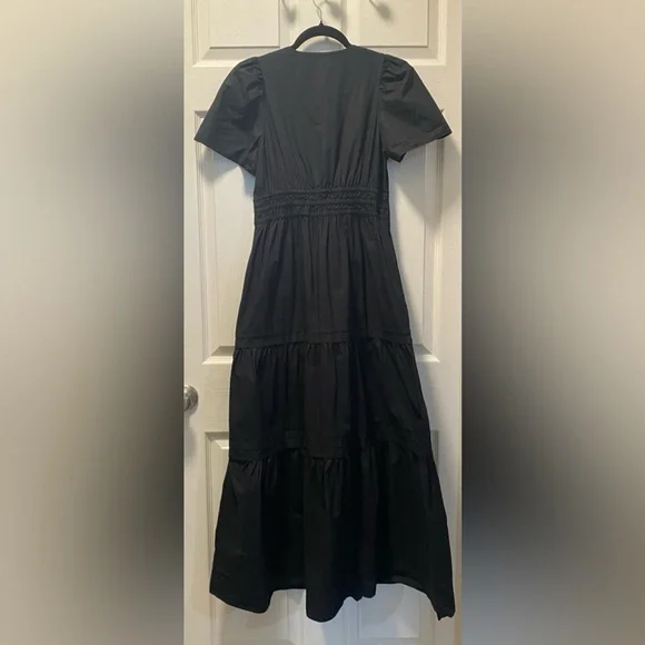 QUINCE 100% Organic Cotton Poplin Tiered Maxi Dress Black Size Small - Picture 11 of 14